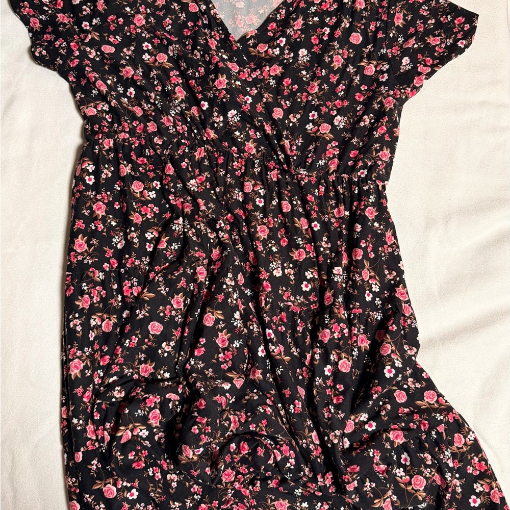 Floral Black and Pink Women’s Dress